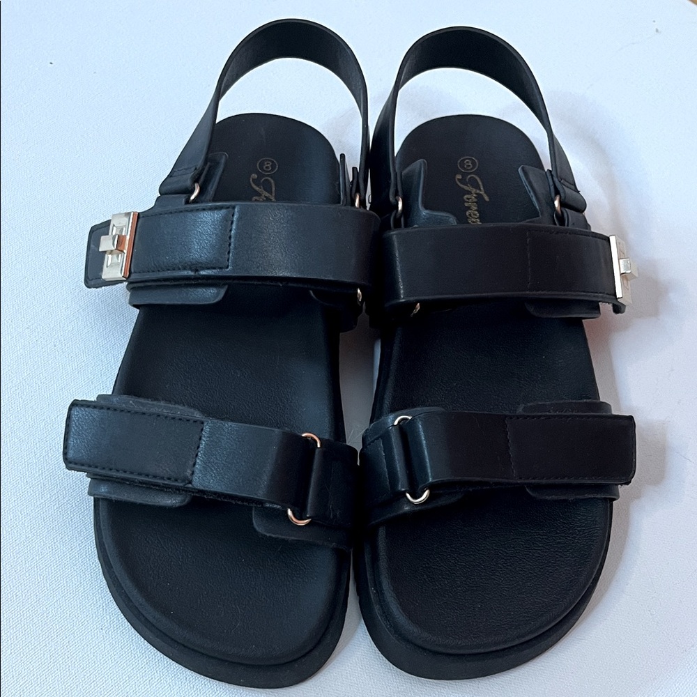 Black Sandals with Buckle Detail